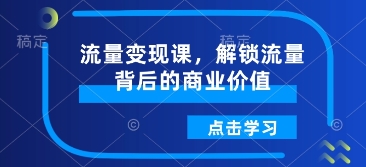 流量变现课，解锁流量背后的商业价值-天韵资源网