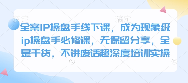 全案IP操盘手线下课，成为现象级ip操盘手必修课，无保留分享，全是干货，不讲废话超深度培训实操-天韵资源网