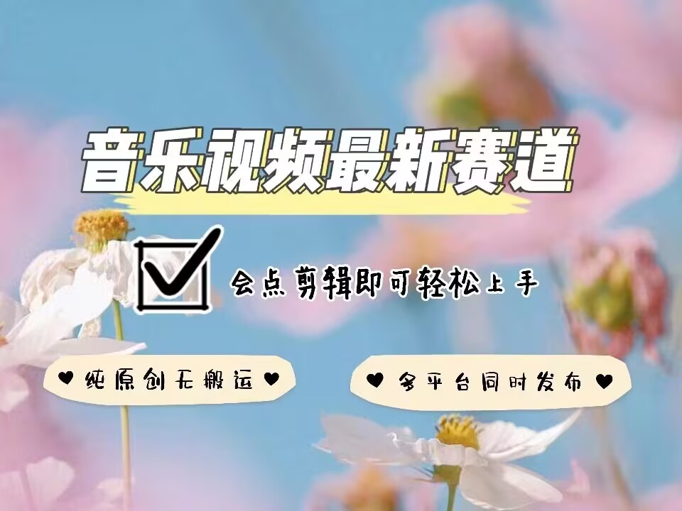 音乐视频赛道最新玩法，纯原创不违规，可所有平台同时发布，会点剪辑即可轻松拿捏-天韵资源网