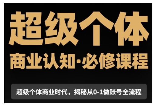 超级个体商业认知觉醒视频课，商业认知·必修课程揭秘从0-1账号全流程-天韵资源网