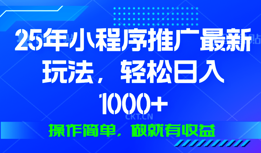 25年微信小程序推广最新玩法，轻松日入1000+，操作简单 做就有收益-天韵资源网