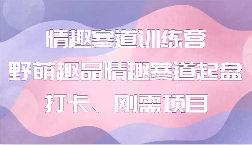 情趣赛道训练营 野萌趣品情趣赛道起盘打卡、刚需项目-天韵资源网