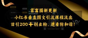 小红书垂直图文引流课程流出，日引200+创业粉，速看防和谐-天韵资源网