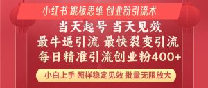 小红书 巧用跳板思维 每日暴力引流400+精准创业粉 小白福音 效果拉满...-天韵资源网