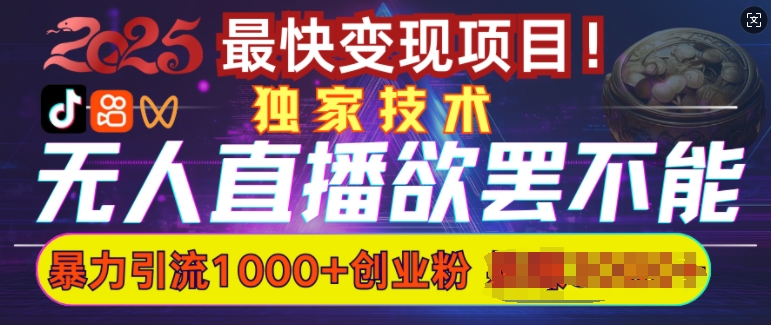 欲罢不能的无人直播引流，超暴力日引流1000+高质量精准创业粉-天韵资源网
