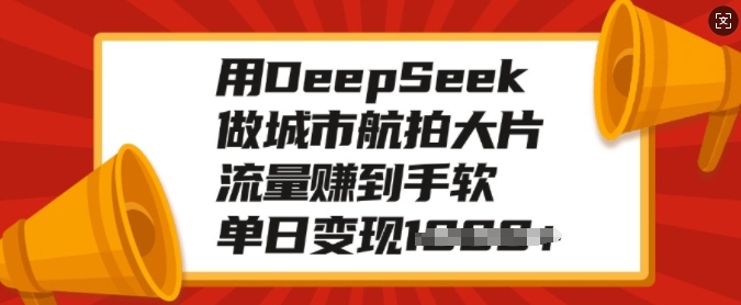 用DeepSeek做城市航拍大片，流量赚到手软，单日变现多张-天韵资源网