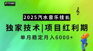 2025汽水音乐挂JI，独家技术，项目红利期，稳定月入5k【揭秘】-天韵资源网