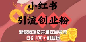小红书引流创业粉，新模板玩法并且安全导流，日引100+创业粉-天韵资源网