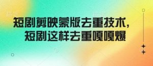 短剧剪映蒙版去重技术,短剧这样去重嘎嘎爆-天韵资源网