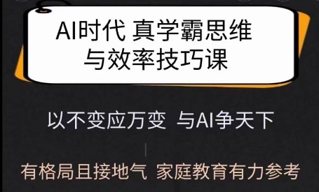 Ai时代真学霸思维与学习方法课，有格局且接地气，家庭教育有力参考-天韵资源网