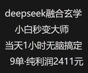 抖音小红书deepseek融合玄学，纯小白秒变大师，当天1小时无脑搞定9单，纯利润上千-天韵资源网