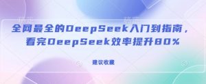 全网最全的DeepSeek入门到指南,看完DeepSeek效率提升80%(建议收藏)-天韵资源网