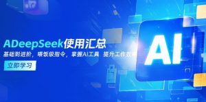 DeepSeek使用汇总，基础到进阶，提示词技巧，掌握AI工具  提升工作效率-天韵资源网