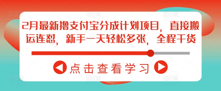 2月最新撸支付宝分成计划项目，直接搬运连怼，新手一天轻松多张，全程干货-天韵资源网