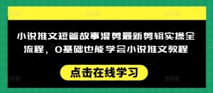 小说推文短篇故事混剪最新剪辑实操全流程，0基础也能学会小说推文教程，肯干多发日入多张-天韵资源网