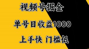 视频号掘金，单号日收益1000+，门槛低，容易上手。-天韵资源网