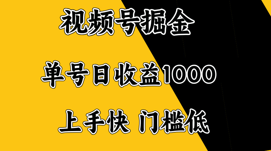 视频号掘金，单号日收益1000+，门槛低，容易上手。-天韵资源网