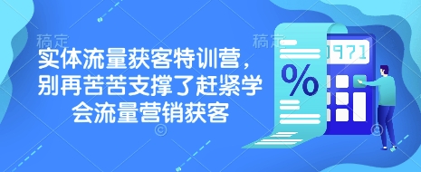 实体流量获客特训营，​别再苦苦支撑了赶紧学会流量营销获客-天韵资源网