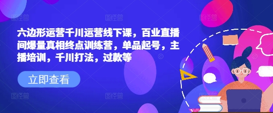 六边形运营千川运营线下课，百业直播间爆量真相终点训练营，单品起号，主播培训，千川打法，过款等-天韵资源网