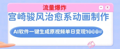 宫崎骏风治愈系动画制作，AI软件一键生成原创视频流量爆炸，单日变现多张，详细实操流程-天韵资源网