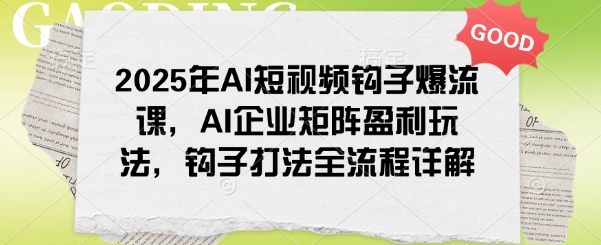 2025年AI短视频钩子爆流课，AI企业矩阵盈利玩法，钩子打法全流程详解-天韵资源网