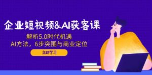 企业短视频&AI获客课：解析5.0时代机遇，AI方法，6步突围与商业定位-天韵资源网