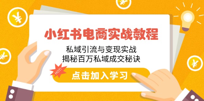 小红书电商实战教程：私域引流与变现实战，揭秘百万私域成交秘诀-天韵资源网