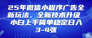 2025年微信小程序最新玩法纯小白易上手，稳定日入多张，技术全新升级【揭秘】-天韵资源网