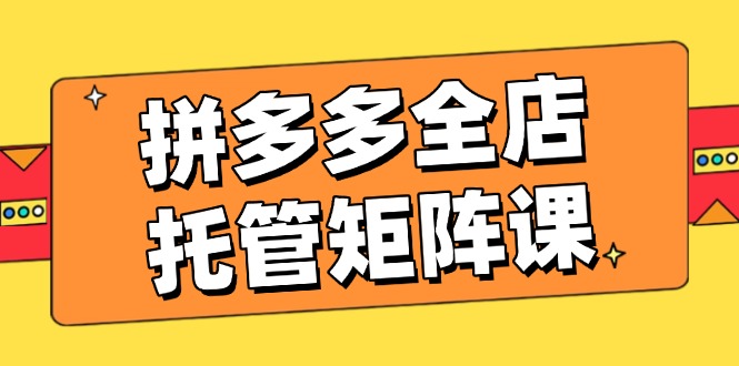 拼多多全店托管矩阵课，盈利动销玩法，高效计划设置，提升店铺效益-天韵资源网