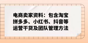 电商卖家资料：包含淘宝、拼多多、小红书、抖音等运营干货及团队管理方法-天韵资源网