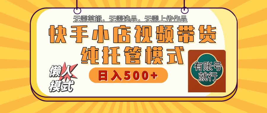 快手小店代运营躺赚项目 二八分成 长期稳定 保底月入3k+-天韵资源网
