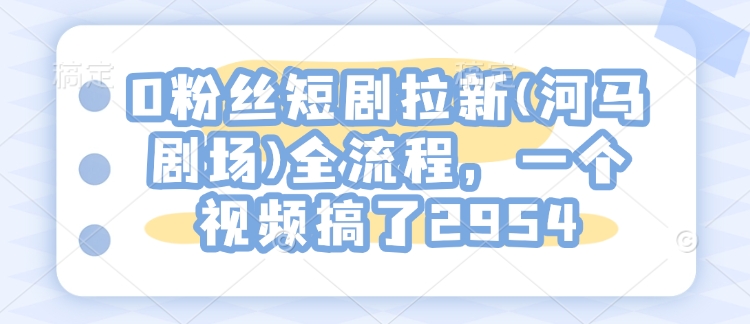 0粉丝短剧拉新(河马剧场)全流程，一个视频搞了2954-天韵资源网