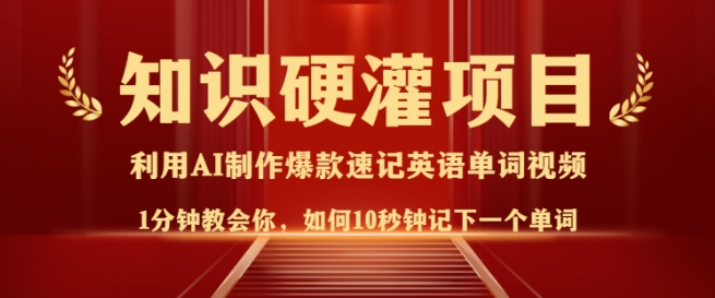 知识硬灌，10秒钟让你记住一个单词，3分钟一个视频，日入多张不是梦-天韵资源网