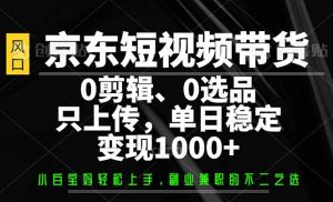 京东短视频带货，0剪辑，0选品，只需上传素材，单日稳定变现1000+-天韵资源网