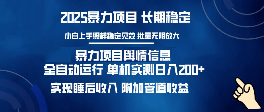 暴力项目舆情信息：多平台全自动运行 单机日入200+ 实现睡后收入-天韵资源网