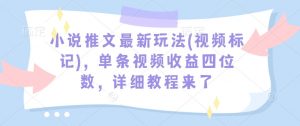 小说推文最新玩法(视频标记),单条视频收益四位数,详细教程来了-天韵资源网