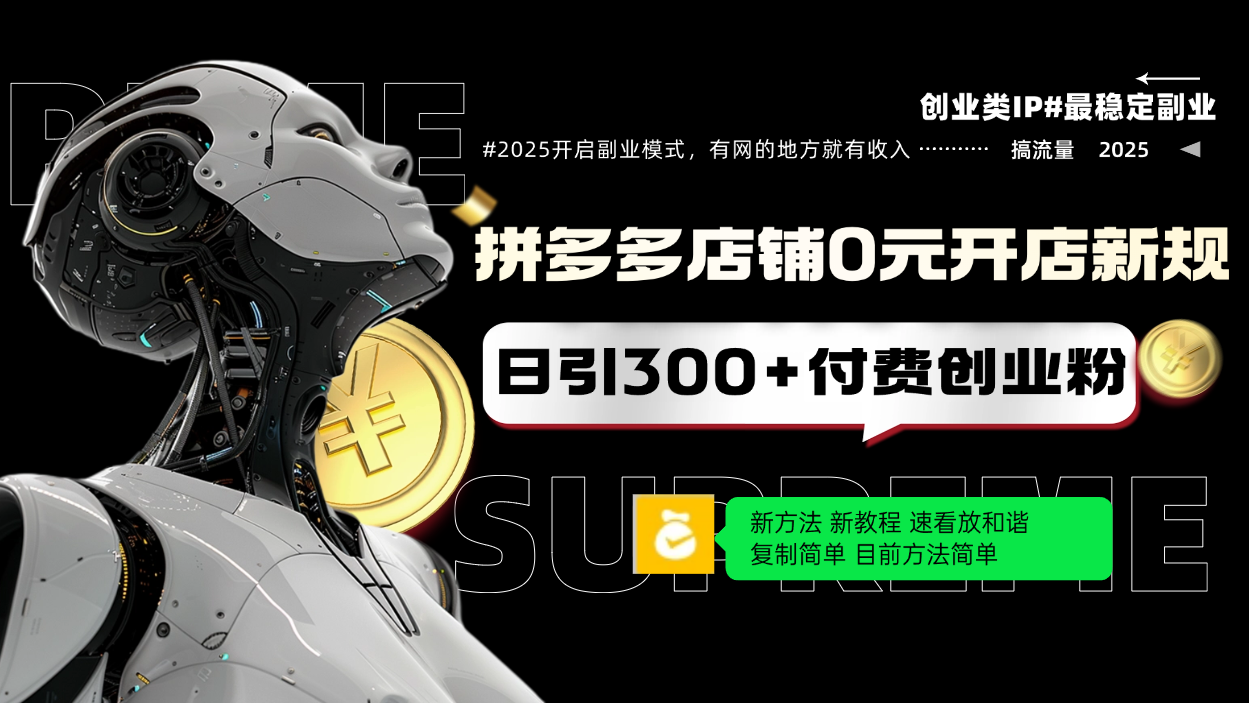 拼多多店铺0元开店新规，日引300+付费创业粉，目前方法简单复制粘贴可矩阵-天韵资源网