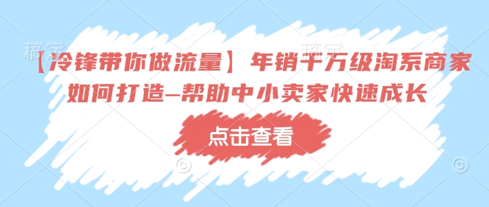 【冷锋带你做流量】年销千万级淘系商家如何打造–帮助中小卖家快速成长-天韵资源网