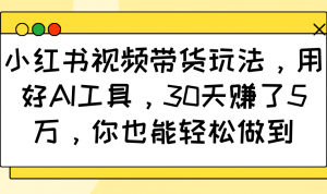 小红书视频带货玩法,用好AI工具,30天赚了5万,你也能轻松做到-天韵资源网