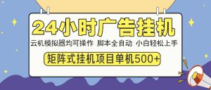 24小时广告挂机  单机收益500+ 矩阵式操作，设备越多收益越大，小白轻...-天韵资源网