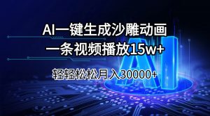 AI一键生成沙雕动画一条视频播放15Wt轻轻松松月入30000+-天韵资源网