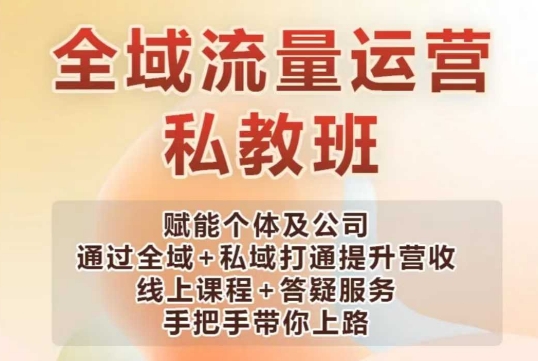 全域流量运营操盘课，赋能个体及公司通过全域+私域打通提升营收-天韵资源网