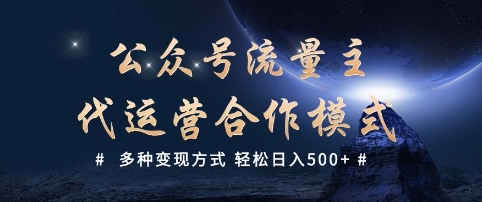 公众号流量主代运营  多种变现方式 轻松日入5张【揭秘】-天韵资源网