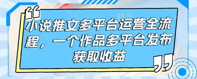 小说推文多平台运营全流程，一个作品多平台发布获取收益-天韵资源网