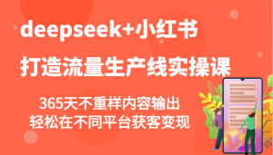 deepseek+小红书打造流量生产线实操课，365天不重样内容输出，轻松在不同平台获客变现-天韵资源网