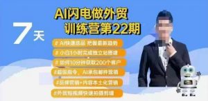 AI闪电做外贸训练营第22期：Al快速选品+小白1小时完成独立站搭建+10分钟获取200个客户等-天韵资源网