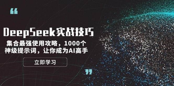 DeepSeek实战技巧：集合最强使用攻略，1000个神级提示词，让你成为AI高手-天韵资源网