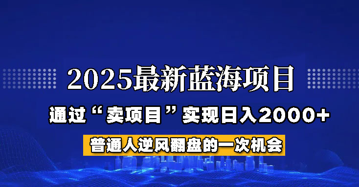 2025年蓝海项目，如何通过“网创项目”日入2000+-天韵资源网
