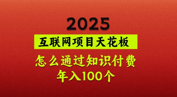 2025项目天花板，普通怎么通过知识付费翻身，年入百个【揭秘】-天韵资源网