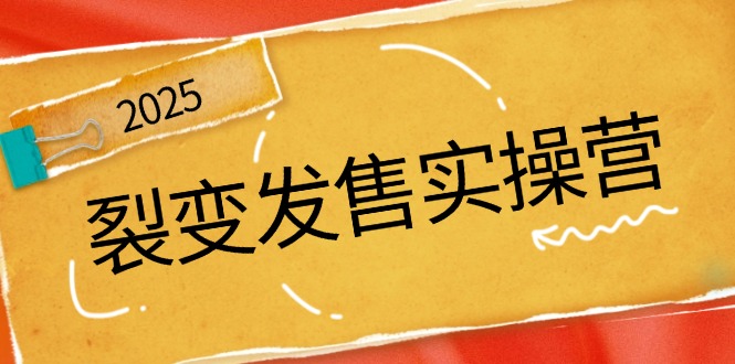 裂变发售实操营，全景解析裂变逻辑，打造动销新玩法，助力私域流量引爆-天韵资源网